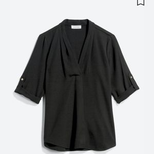 Calvin Klein V-Neck Roll Sleeve Blouse
